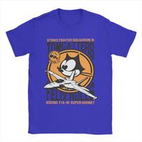 Felixing VFA-31 Tomcatters Cat T-Shirt Men Fighting 31 Vintage Cotton Tees Crewneck Short Sleeve T Shirt Printed merch S mėlyna