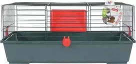 Narvelis graužikams ZOLUX Classic 80 – dviejų lygių metalo ir plastiko, 800×430×330 mm, 31 mm tarpeliai, pilkai raudonas