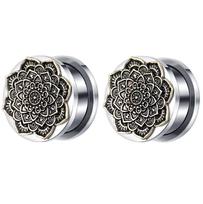 Nerūdijančio plieno bronzos gėlės ausų tempikliai tuneliai kūno auskarų vėrimo papuošalų rinkinys 6mm Flower Ear Expander Tunnel