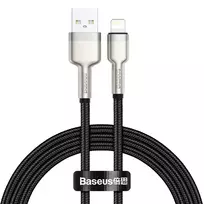 BASEUS greito įkrovimo ir duomenų perdavimo kabelis Cafule USB Type-A – Lightning, 480Mbps (2.4A PD), 1m, juodas