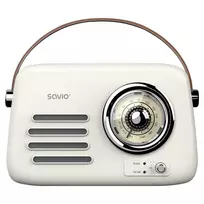 Nešiojamas radijo imtuvas SAVIO RS-02 – analoginis FM imtuvas, Bluetooth 5.3, USB maitinimas, 3 W, baltas