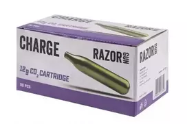 CO2 balionėliai RazorGun 12 g – dėžutė po 50 vnt., suslėgtos dujos, sidabriniai