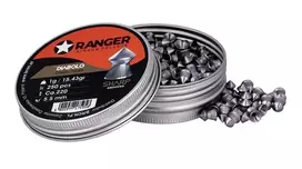 Šratiniai šoviniai RANGER PRORO 5.5 mm, diabolo formos, sidabriniai, 250 vnt., aliumininis dozatorius