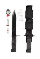 Išgyvenimo peilis su fiksuotu ašmenimis Mil-Tec Special Forces 15368000 — nerūdijantis plienas, full tang, 310 mm ilgio, 185 mm ašmenys, juodas