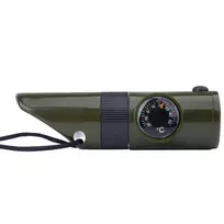 Daugiafunkcinis išgyvenimo švilpukas Mil-Tec SP.22073 — 6 viename, alyvuogių, kompasas, termometras, veidrodis, didinamasis stiklas, šviesa, 100×35×30 mm