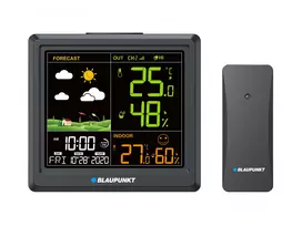Oro stotelė BLAUPUNKT WS25BK – vidaus ir lauko temperatūros bei drėgmės matuoklis, juoda, 1 jutiklis, LCD ekranas