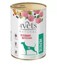 Šlapias šunų ėdalas 4vets Natural Hepatic 400 g – veterinarinė dieta kepenims palaikyti, kalakutiena, 77% drėgmės