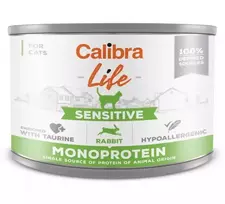Šlapias kačių maistas Calibra Cat Life Sensitive Rabbit 200 g skardinė, suaugusioms katėms, pilnavertis pašaras, be glitimo, be cukraus
