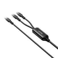 USB-C 2-in-1 laidas Unitek C14146ABK01 1,8 m, USB-C į USB-C, 100 W PD, juodas