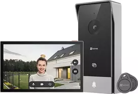 Vaizdo domofono rinkinys EZVIZ HP5 7 colių (17,8 cm) vidaus / lauko, 1080p, 2,4/5 GHz Wi‑Fi, „MicroSD“ iki 512GB, atsparus vandeniui
