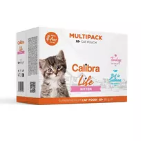 Šlapias kačių ėdalas Calibra Life sachet — Lašiša ir Kalakutiena, kačiukams, 85 g, be grūdų, be sojos, 12×85 g