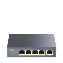 Tinklo jungiklis Cudy GS1005P – 5 prievadų Gigabit Ethernet su 4 PoE prievadais, 60W, metalinis korpusas, montuojamas į stelažą