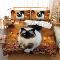 Pet Cat patalynės komplektas 3D gyvūnų pūkų antklodės užvalkalas 2/3 vienetų Queen King viso dydžio antklodės greitai džiūstantis minkštas lovos užvalkalas Prabangi spausdinta namų tekstilė UK Single 135x200cm