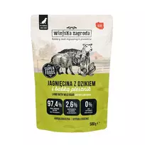 Šlapias šunų ėdalas pâté Wiejskazagroda – ėriena su šerniena, 500 g, suaugusiems, baltymai 10%, riebalai 8%, drėgmė 77%