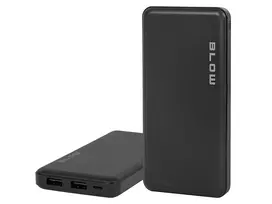 Nešiojamas power bank BLOW PB10A 10000 mAh polimerinė baterija, 2x USB-A išėjimai, 22,5 W bendra galia, Micro‑USB įėjimas, juoda