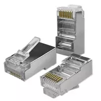 RJ45 modulinis jungtis QOLTEC 54556 CAT6 FTP, sidabrinė, 18×22×11 mm, pakuotė po 100 vnt.