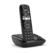 Gigaset AS690A Analoginis/DECT telefonas su skambučio numerio rodymu Juodas