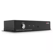 Lindy 2 prievadų dviejų galvučių DisplayPort 1.2 KVM jungiklis, 3840 x 2160 pikselių, 4K Ultra HD, juodas