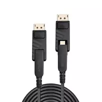 Lindy 10 m hibridinis šviesolaidinis Mini DisplayPort 1.4 laidas su nuimamais DP jungtimis