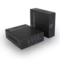Lindy 100m USB 3.2 Gen 1 Cat.6A HDBaseT prailgintuvas, siųstuvas ir imtuvas, 100 m, Cat6a, juoda, metalinis