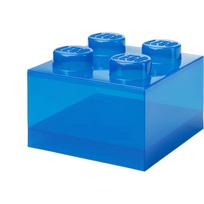 Laikymo dėžė Room Copenhagen LEGO Storage Brick 4 Top Lid Glitter — mėlyna/permatoma