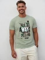 Blue combat sambo print T‑shirt S