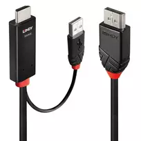 Lindy 2 m HDMI į DisplayPort laidas su USB Type-A maitinimu