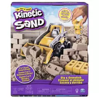 Kinetic Sand Dig N' Demolish rinkinys su 1 kg žaidimo smėlio ir žaisliniu sunkvežimiu, sensorinis žaislas vaikams nuo 5 metų