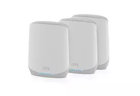 NETGEAR Orbi RBK763S Triju juostų (2,4 GHz / 5 GHz / 5 GHz) Wi-Fi 6 (802.11ax) maršrutizatoriaus rinkinys Baltas 7 vidinės antenos - RBK763S-100EUS