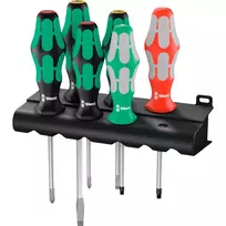 334/368/6 Schraubendrehersatz Kraftform Plus + Rack schwarz/grün, 6-teilig, mit Lasertip
