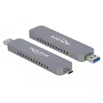 Externes Gehäuse für M.2 für M.2 NVMe PCIe SSD, Laufwerksgehäuse silber, mit USB TypeC und Typ-A Stecker