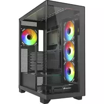 ELITE SHARK CA500, Tower-Enclosure juodos spalvos, 2x grūdintas stiklas