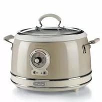 Ariete 2904 ryžių virimo aparatas – elektrinis ryžių virimo aparatas su keramikiniu dubeniu – naminiams sušiams – multivirimo aparatas – Vintage linija – 3,5 l – 650 W – smėlio spalvos