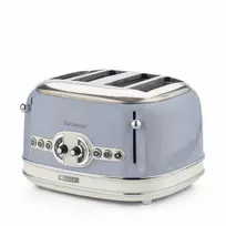Ariete 156 4 plytelių vintage skrudintuvas, 1600 W, 6 skrudinimo lygiai, nerūdijantis plienas dažytas pasteline mėlyna spalva, be sumuštinių grotelių