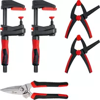 Gnybtų rinkinys Bessey DIY-SET1-A 5 dalių, įskaitant 4 spaustuvus ir skardos žirkles
