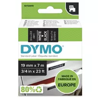 DYMO Authentic D1 etiketės | Baltas šriftas ant juodos juostos | 19 mm x 7 m | Lipnios etiketės LabelManager etikečių spausdintuvams | Pagaminta Europoje