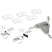 USB prievadų blokatorių rinkinys USB-A lizdui, kamštiniai užraktai Baltas/Sidabrinis, 5 vnt. USB prievadų blokatorių, 2 raktai