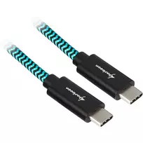 Sharkoon USB 3.2 Gen 2 laidas USB-C kištukas juoda/šviesiai mėlyna 1 metras - Laidas - Skaitmeniniai/duomenys