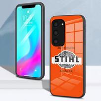 S-STIHLs Grandininio pjūklo logotipas Telefonų dėklas Samsung S26 S25 S24 FE S23 S22 S21 Plus S20 Ultra Note20Ultra Juodas Stiklinis Dangtelis Galaxy S24 plus