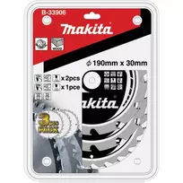 Pjūklelio diskų rinkinys MAKFORCE B-33906, Ø 190 mm, 12Z / 24Z (3 vnt., skylė 30 mm)