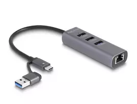 DeLOCK 64282 nešiojamojo kompiuterio dokų stotelė ir prievadų replikatorius, laidinis, USB 3.2 Gen 1 (3.1 Gen 1) Type-C, pilka (64282)