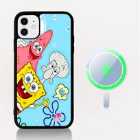 S-SpongeBob S-SquarePants Phone Case Magnetic Case For IPhone 16 14 13 12 11 15 Pro Max Plus For Magsafe Wireless Charge Cover iPhone 13 Mini white