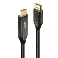 Lindy 2m aktyvus DisplayPort 1.4 į HDMI 8K60 laidas, 2 m, HDMI A tipo (standartinis), DisplayPort, vyriškas, vyriškas, tiesus