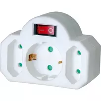 Brennenstuhl adapterio kištukas į 2x Euro 1x Schuko 1508100 adapterio kištukas Euro 2 + apsauginis kontaktas 1 su jungikliu, su įjungimo/išjungimo jungikliu (1508100)