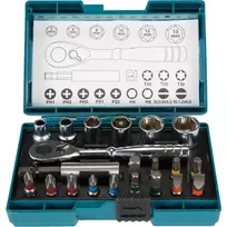 Makita atsuktuvų antgalių ir reketinis rinkinys, 21 vnt (B-54081)