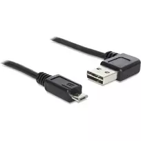Delock Easy USB kabelis - USB (M) kairysis/dešinysis kampinis, reversinis į Micro-USB Type B (M) tiesus - USB 2.0 - 50 cm - Juoda (85163)