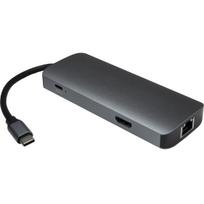 USB-C kelių prievadų stotelė INTER-TECH H-428 — USB 3.2 Gen 1 Type-C, HDMI, USB-A, SD/MicroSD, Gigabit Ethernet, 5000Mbit/s