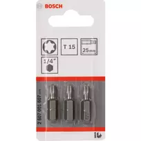 Bosch antgalis atsuktuvui Extra Hard, 3 vnt., Torx, T15, plienas, 25 mm
