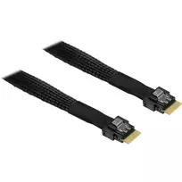 MiniSAS kabelis SFF 8654-4i > SFF 8654-4i (juodas, 0,7 metro)