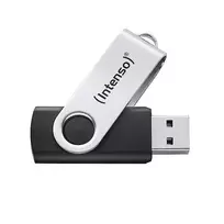 Intenso USB atmintukas Office Line, 64GB, USB-A, 3.2 Gen 1x1, juodas-sidabrinis, su sukamu žiedu